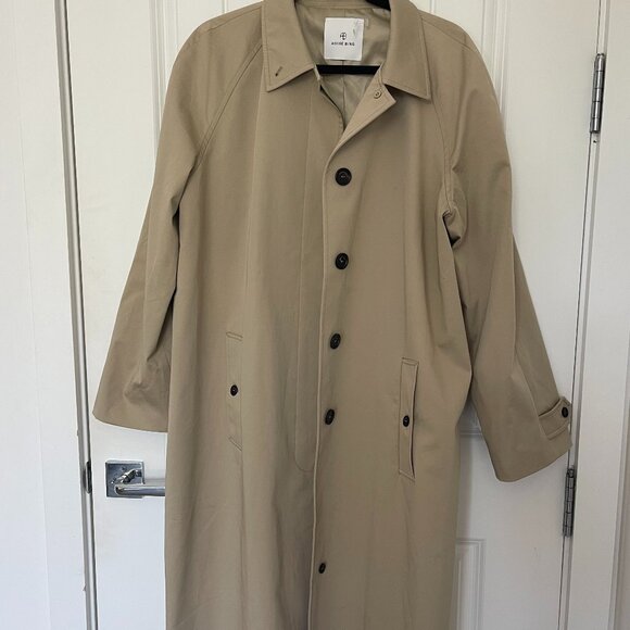 Anine Bing Randy Oversized Trench Coat in Beige Size Medium with Marker Spots - Picture 2 of 16